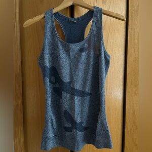 Oiselle Flyte Tank—Blue Novelty Bird Print